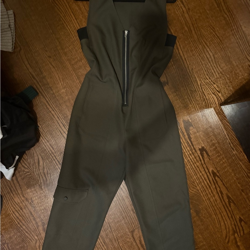 Alexander Wang Olive Zip Utility Jumpsuit